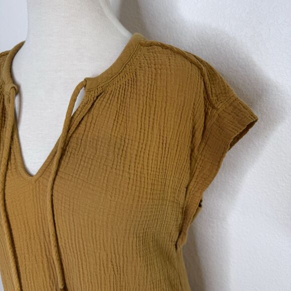 Anthropologie Womens Saturday Sunday Lydia Dress Size M Mustard Cotton Beach - Picture 9 of 12